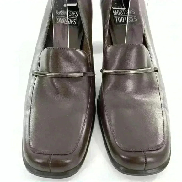 Mootsies Tootsies Kelly heels 7.5 brown leather square toe vintage 90s academia - Picture 3 of 14